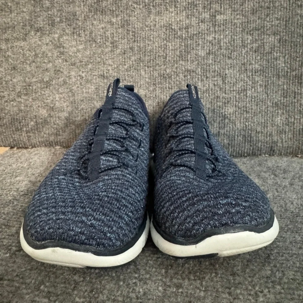 Skechers Dual-Lite Navy Blue Knit Memory Foam Slip On Sneakers Mens 12765